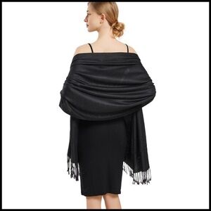 Silky Paisley Pashmina Shawl Elegant Double-Side Jacquard Wrap Evening Travel